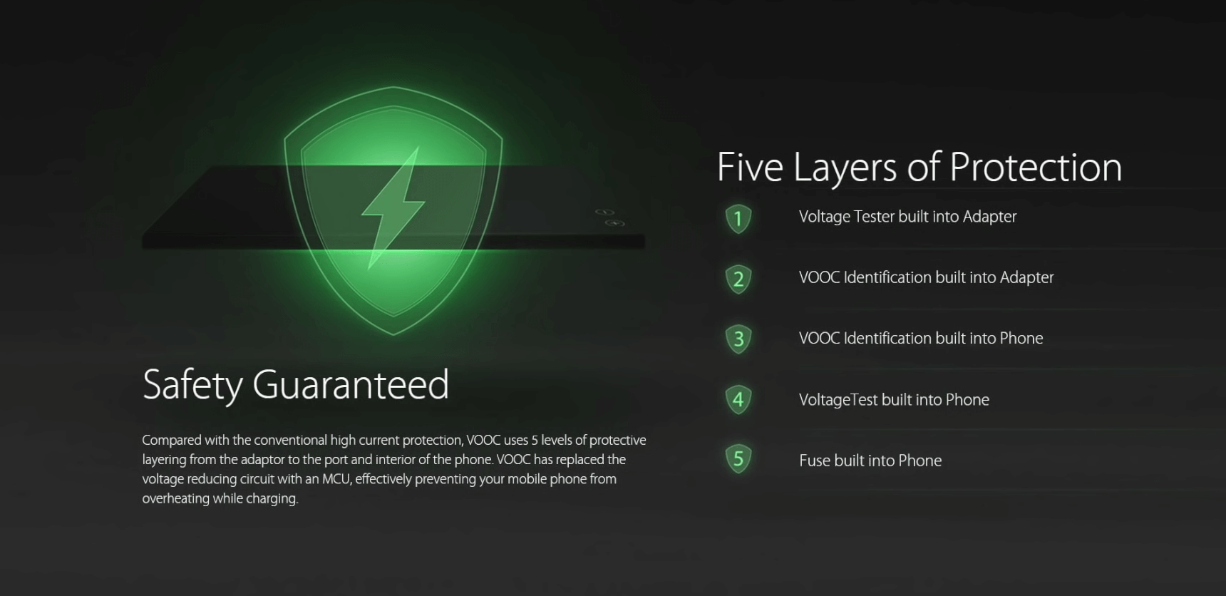 Safety layers in VOOC charging